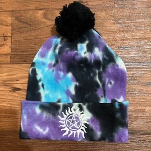 Supernatural tye dye Pom Pom beanie